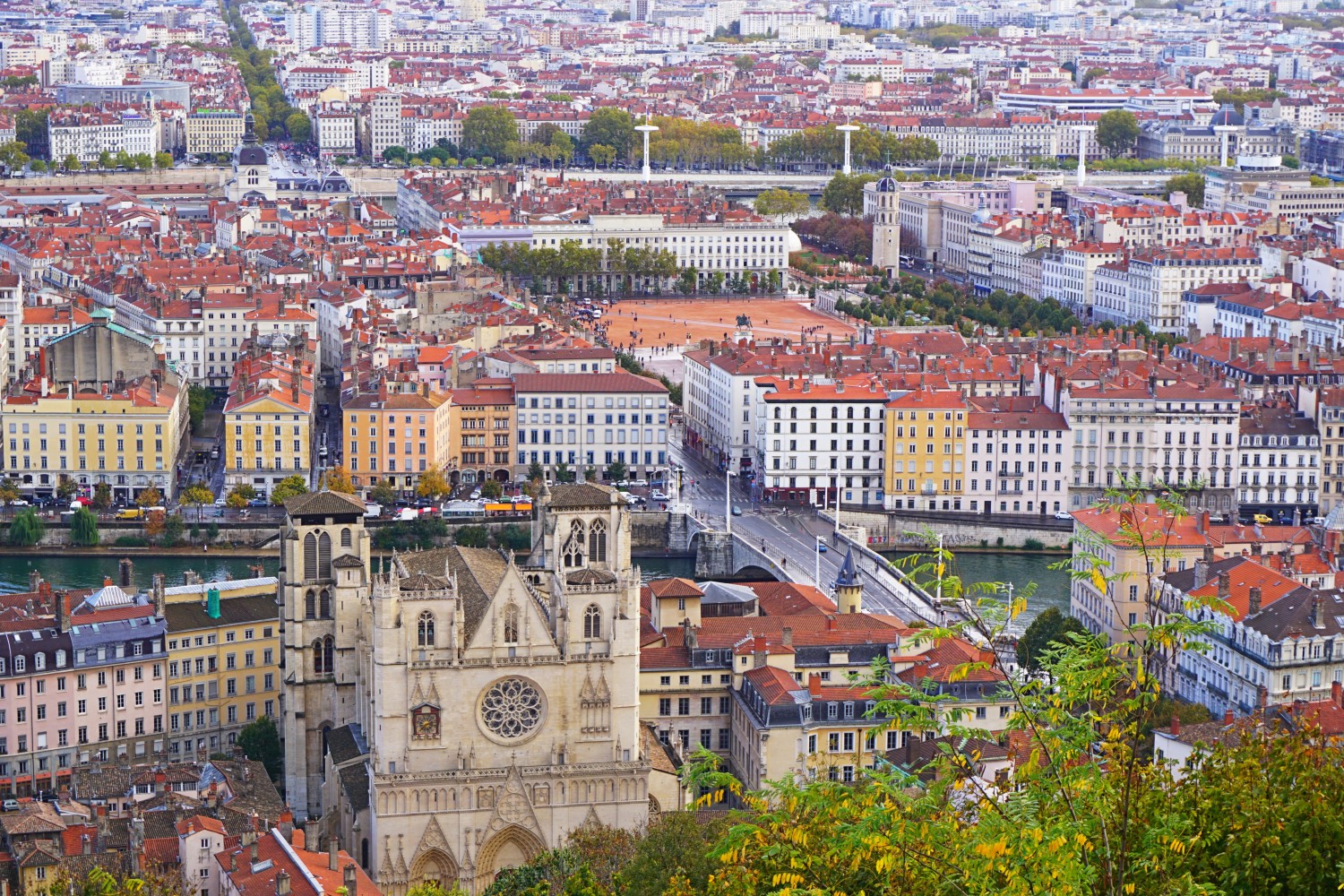 Cathédrale Saint-Jean-Baptiste and Place Bellecour, Lyon