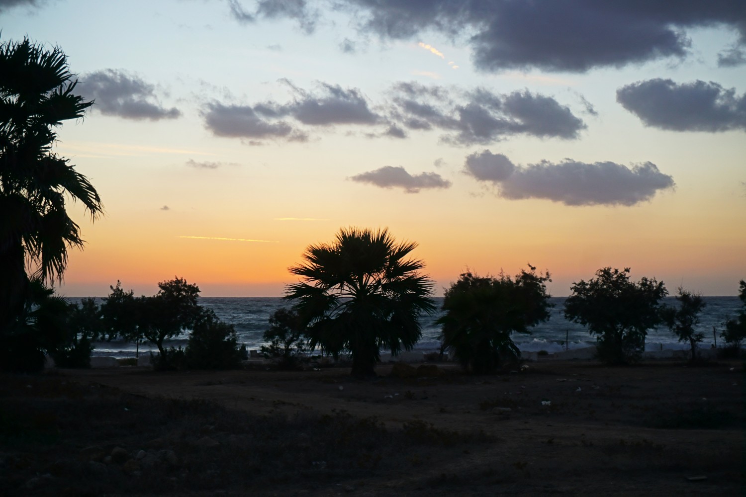 Lighthouse Beach at dusk, Paphos Lighthouse Beach at dusk, Paphos